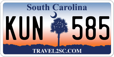 SC license plate KUN585