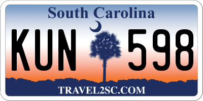 SC license plate KUN598