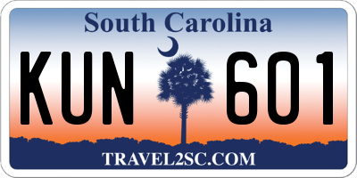 SC license plate KUN601