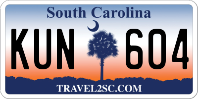SC license plate KUN604