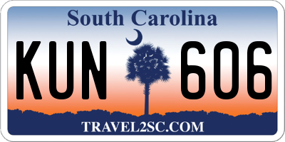 SC license plate KUN606