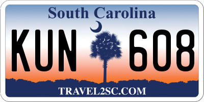 SC license plate KUN608