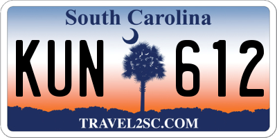 SC license plate KUN612