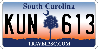 SC license plate KUN613