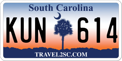 SC license plate KUN614