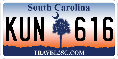 SC license plate KUN616