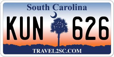 SC license plate KUN626