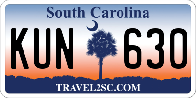 SC license plate KUN630