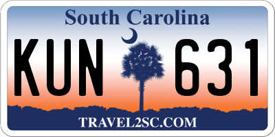 SC license plate KUN631
