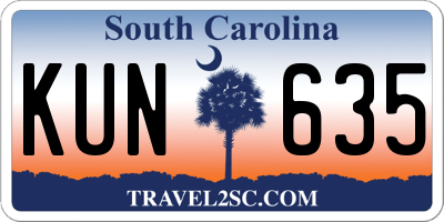 SC license plate KUN635