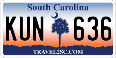 SC license plate KUN636
