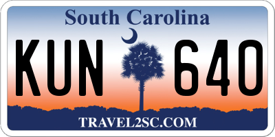 SC license plate KUN640