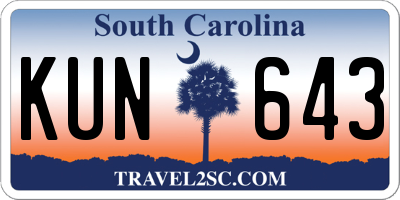 SC license plate KUN643