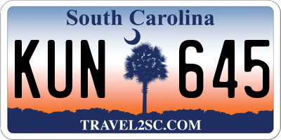 SC license plate KUN645