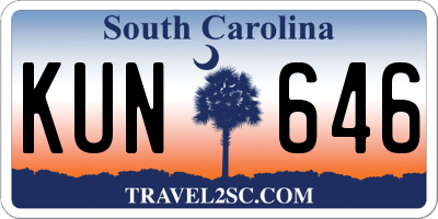 SC license plate KUN646