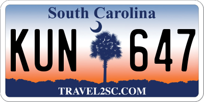 SC license plate KUN647