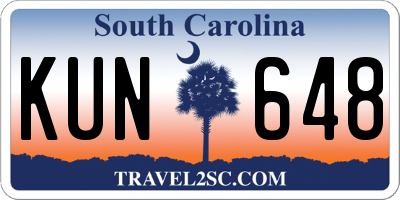 SC license plate KUN648