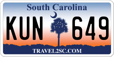 SC license plate KUN649