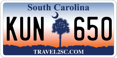 SC license plate KUN650