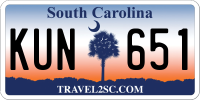 SC license plate KUN651
