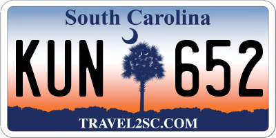 SC license plate KUN652