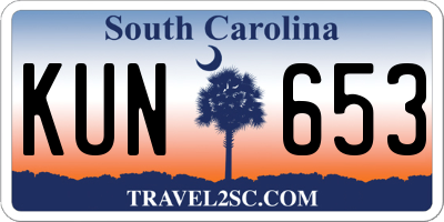 SC license plate KUN653