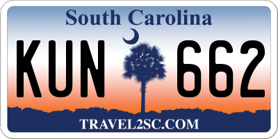SC license plate KUN662