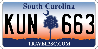 SC license plate KUN663