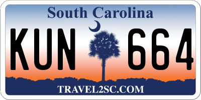 SC license plate KUN664
