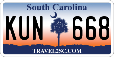 SC license plate KUN668