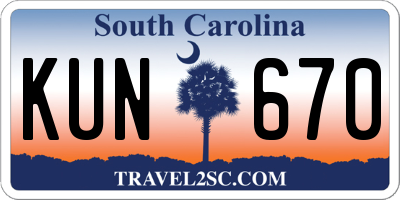 SC license plate KUN670