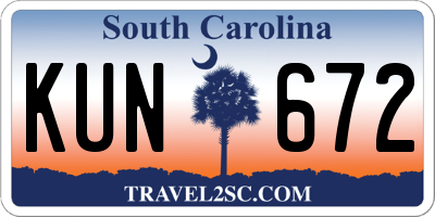 SC license plate KUN672