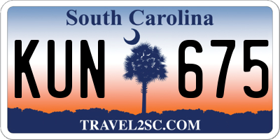 SC license plate KUN675