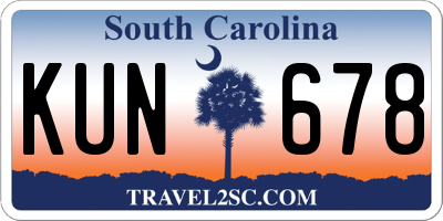 SC license plate KUN678