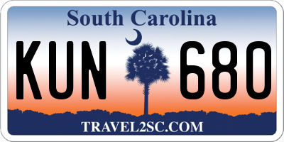 SC license plate KUN680