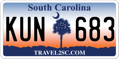 SC license plate KUN683