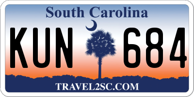 SC license plate KUN684
