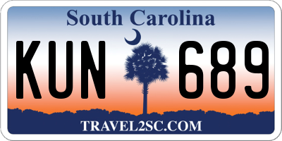 SC license plate KUN689
