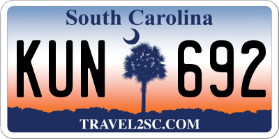 SC license plate KUN692