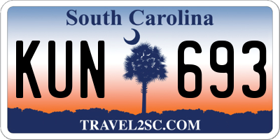 SC license plate KUN693