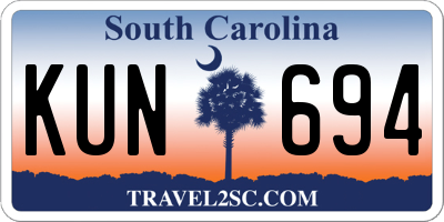 SC license plate KUN694