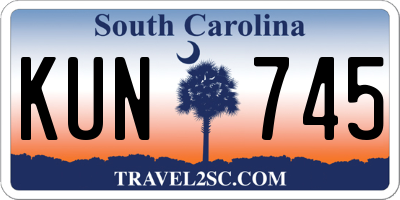 SC license plate KUN745