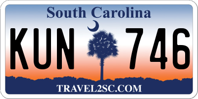 SC license plate KUN746