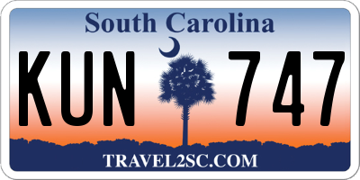 SC license plate KUN747