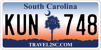 SC license plate KUN748