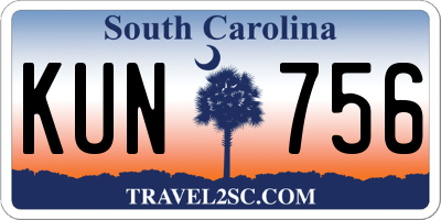 SC license plate KUN756