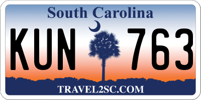 SC license plate KUN763