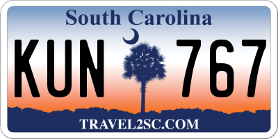 SC license plate KUN767