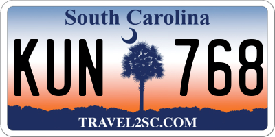 SC license plate KUN768