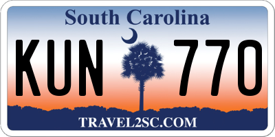 SC license plate KUN770